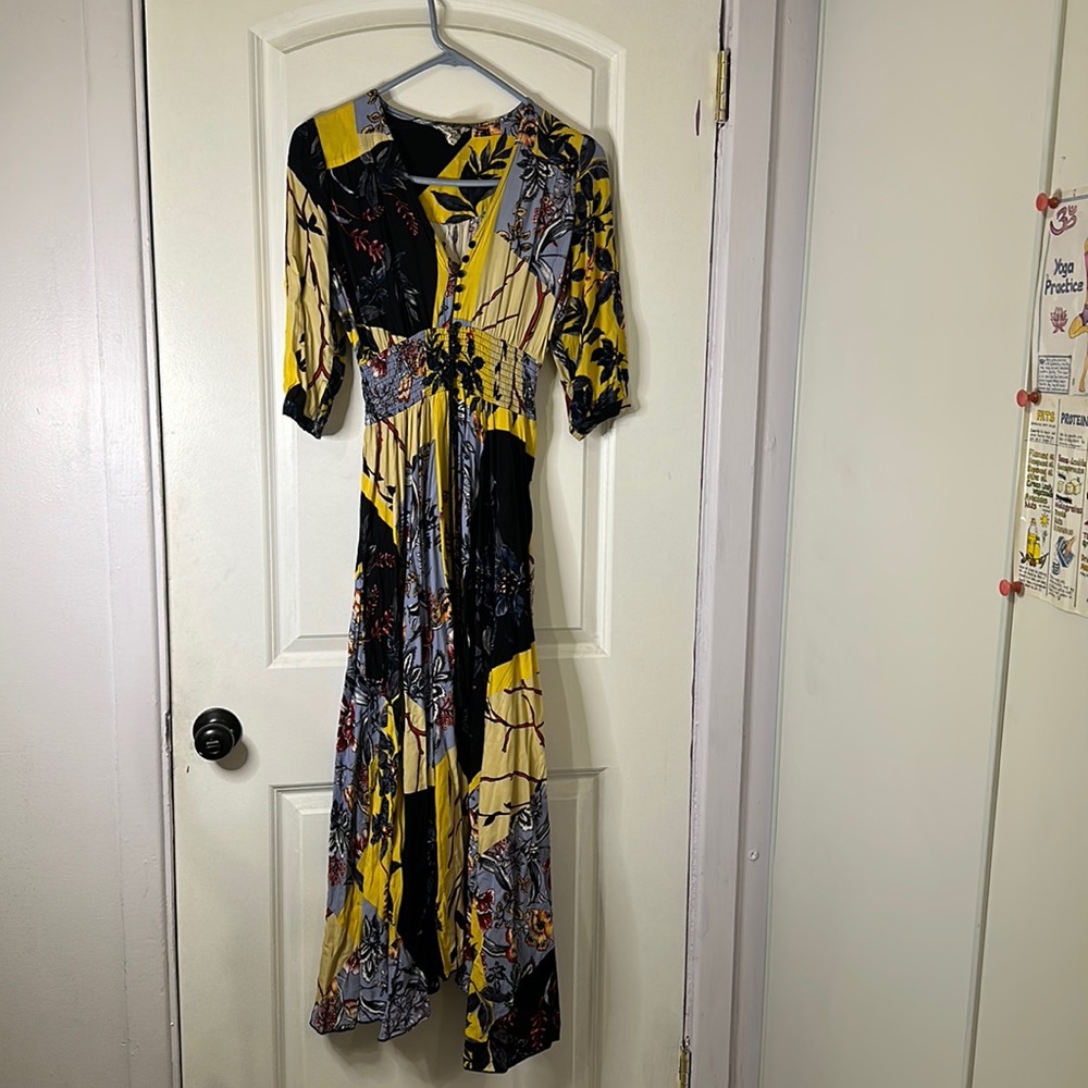 Bohemian flower deep V dress